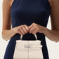 Claudia Top Handle Bag - Cream detail