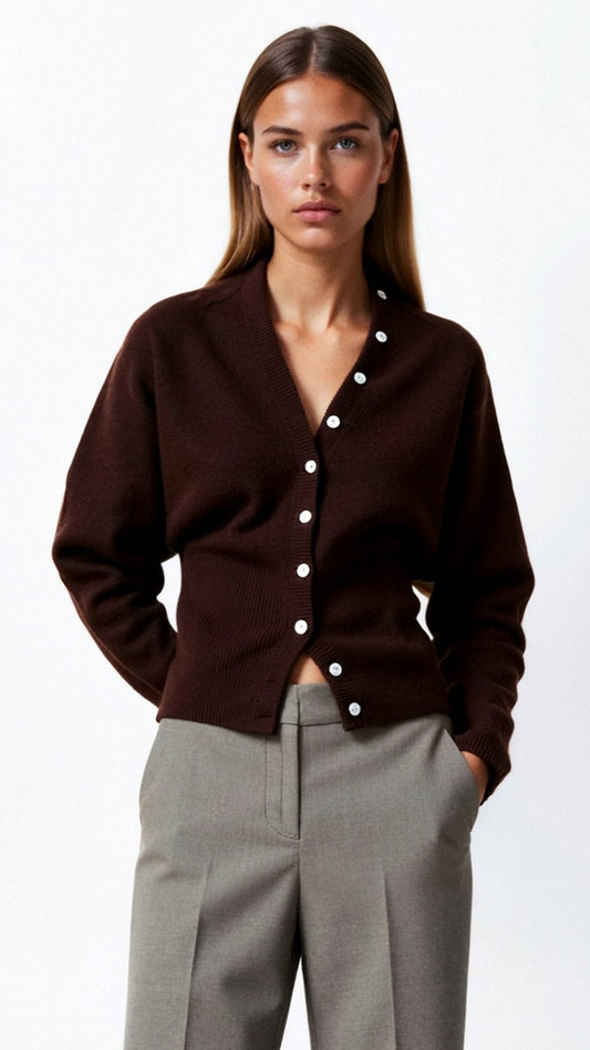 Willow Knitted V-Neck Cardigan - front