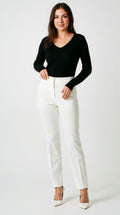 Aurora Ribbed V-Neck Sweater - Black