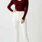 Aurora Ribbed V-Neck Sweater - Burgundy