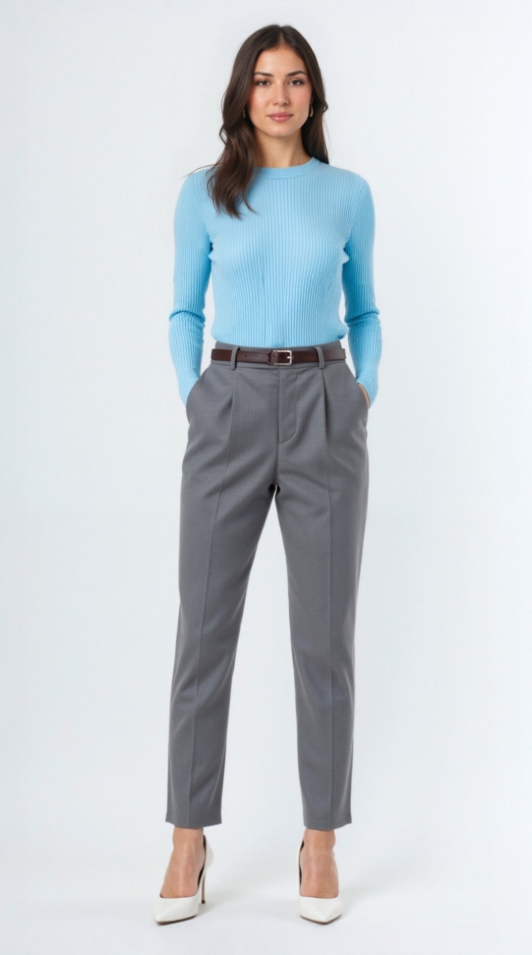 Winter Cloud-Knit Crew Top - Baby Blue