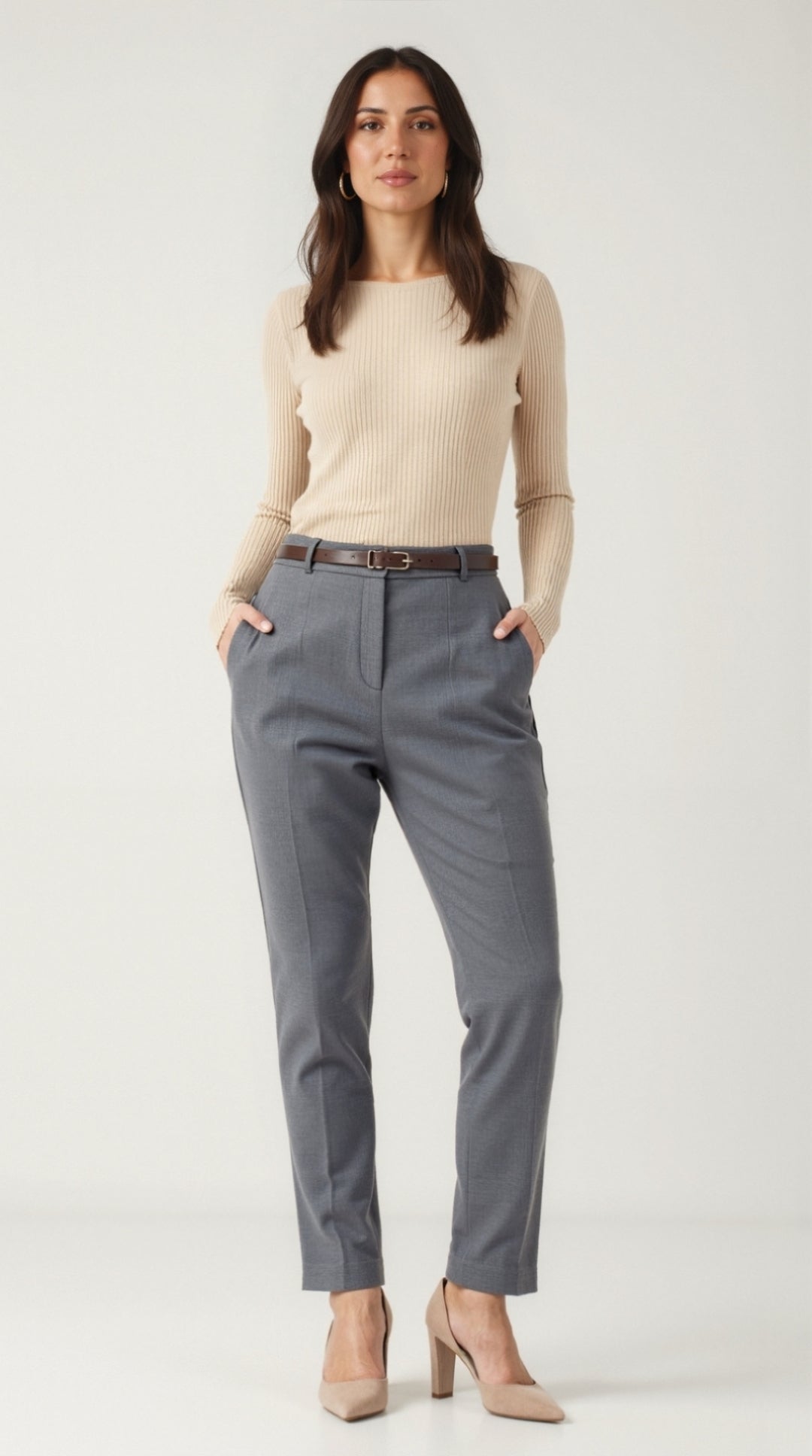 Winter Cloud-Knit Crew Top - Cream