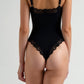 Seamless Lace Thong Bodysuit - Black detail