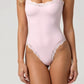 Seamless Lace Thong Bodysuit - Pink