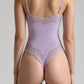 Seamless Lace Thong Bodysuit - Purple detail