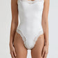 Seamless Lace Thong Bodysuit - White