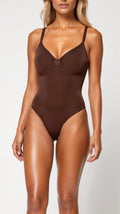 Seamless Thong Bodysuit - Brown