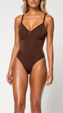 Seamless Thong Bodysuit - Brown