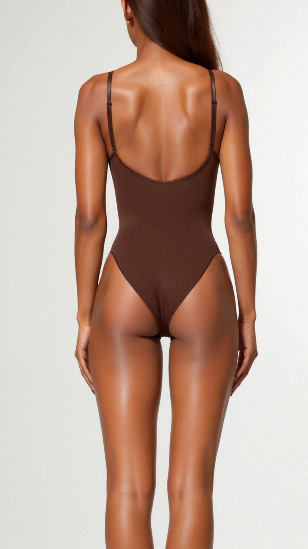 Seamless Thong Bodysuit - Brown detail