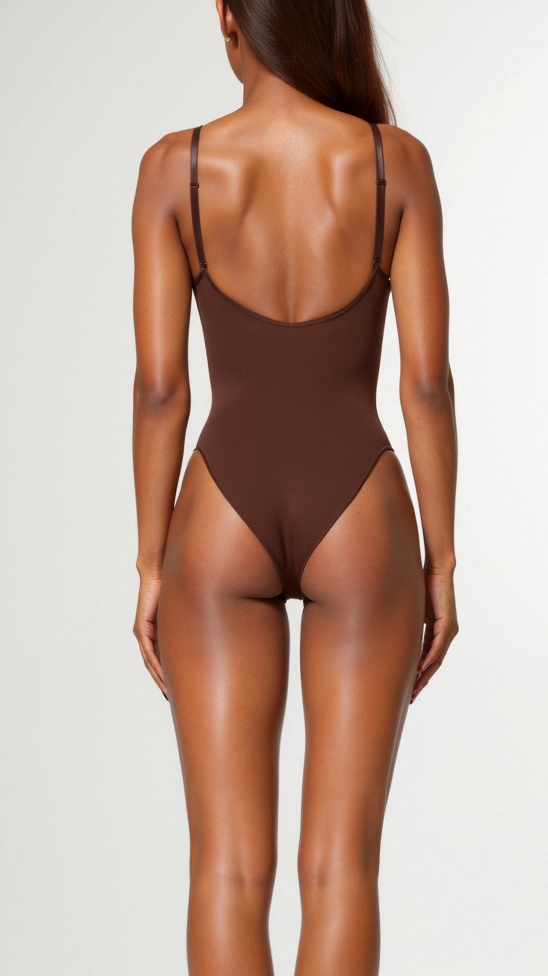 Seamless Thong Bodysuit - Brown detail