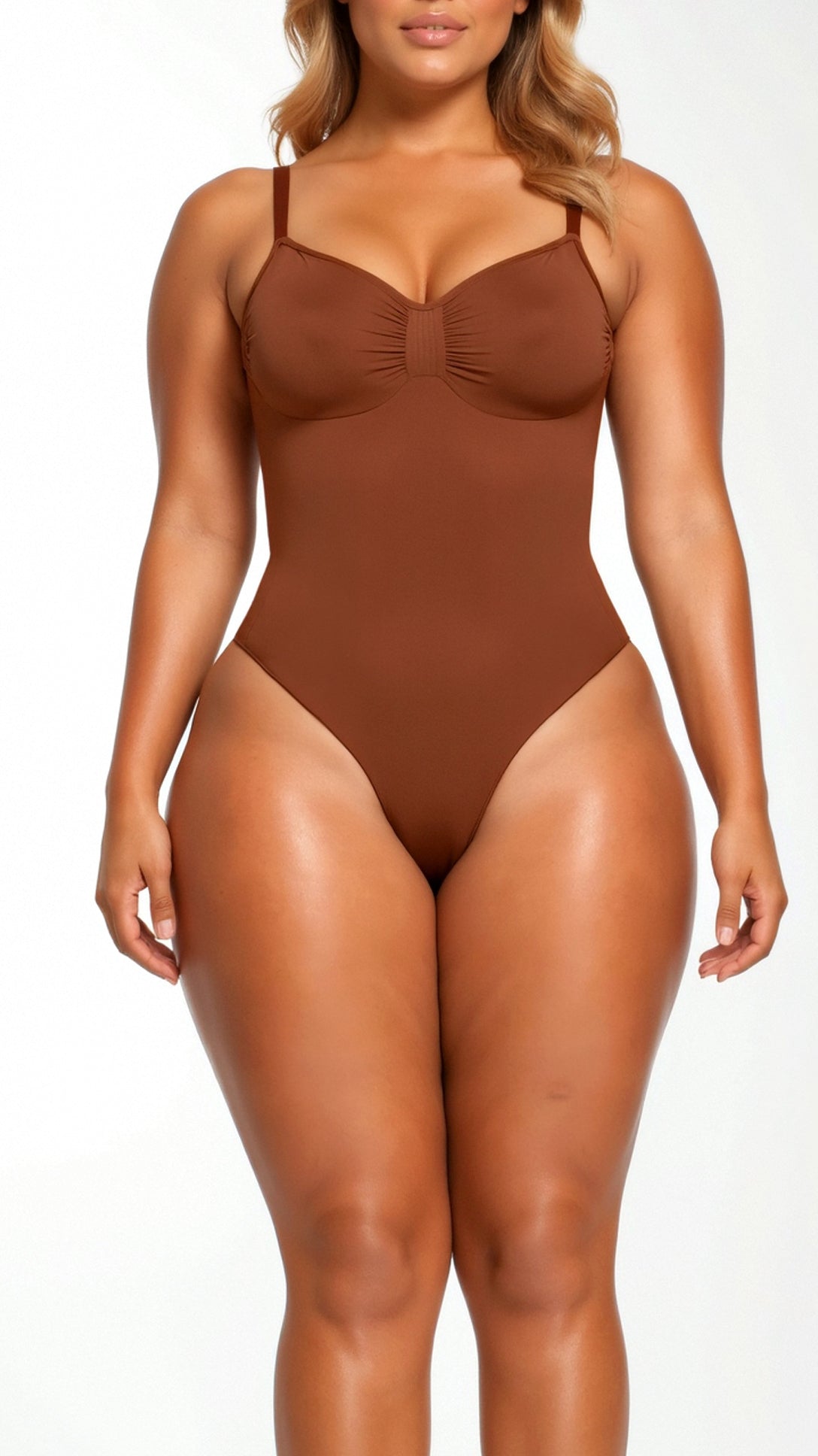 Seamless Thong Bodysuit - Caramel