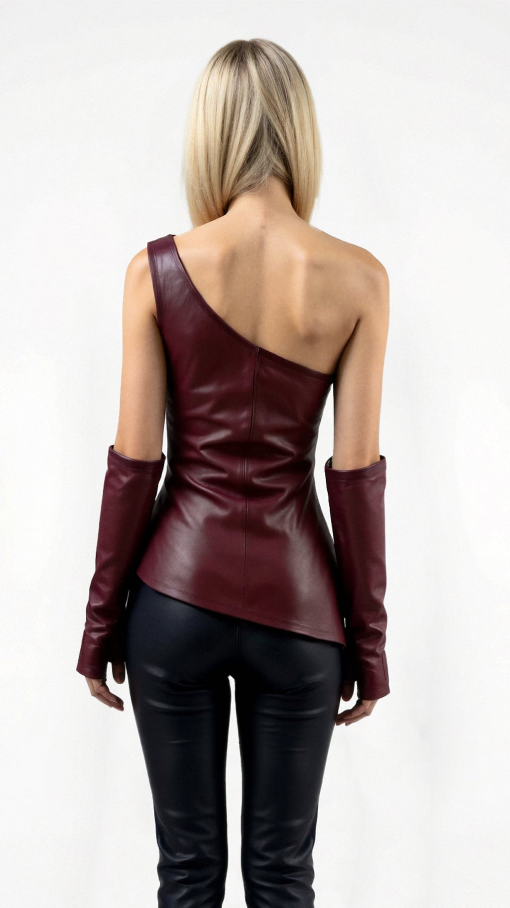 Sienna One-Shoulder Top - Burgundy detail