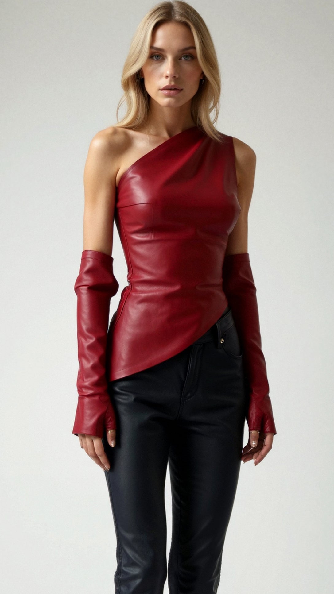 Sienna One-Shoulder Top - Red front