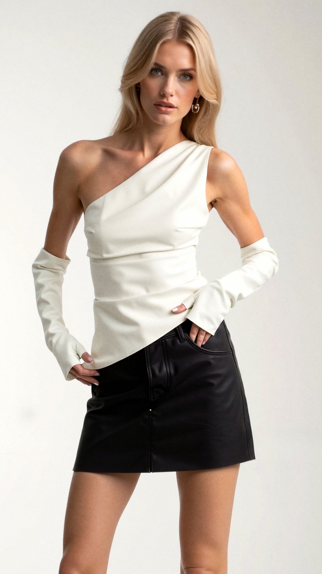 Sienna One-Shoulder Top - White front