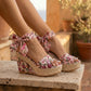 Oruzen Espadrille Wedges - Rose Garden floral lifestyle
