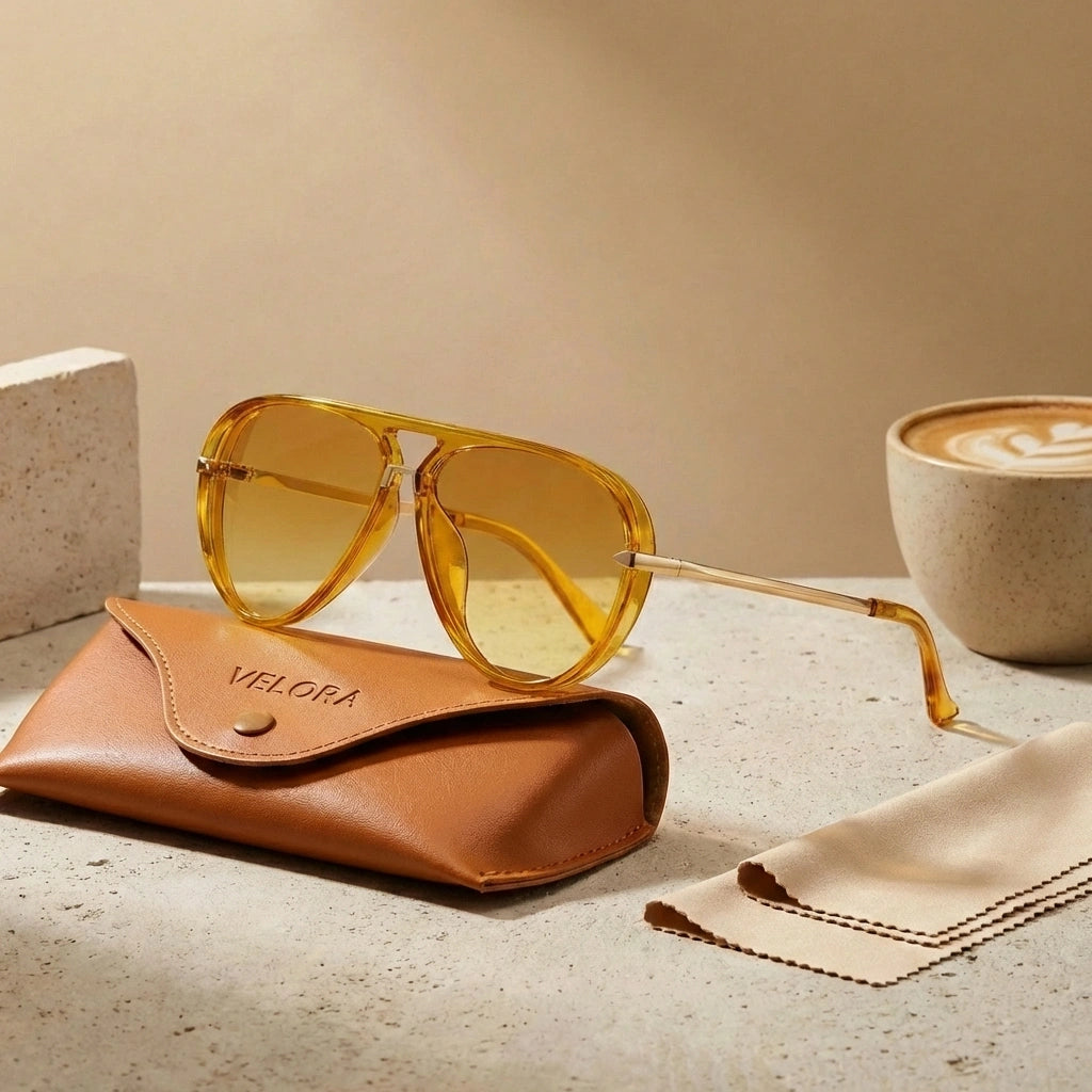Aviator Sunglasses - Amber Gold