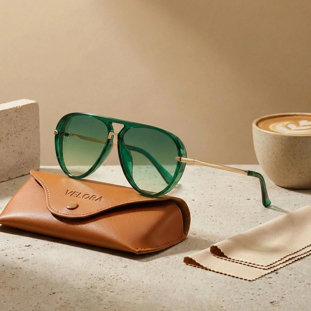 Aviator Sunglasses - Emerald Fade