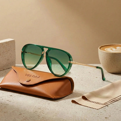 Aviator Sunglasses - Emerald Fade