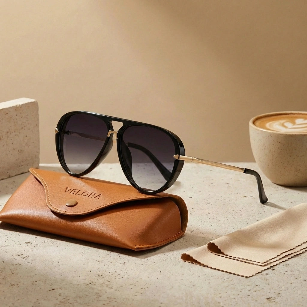 Aviator Sunglasses - Midnight Black