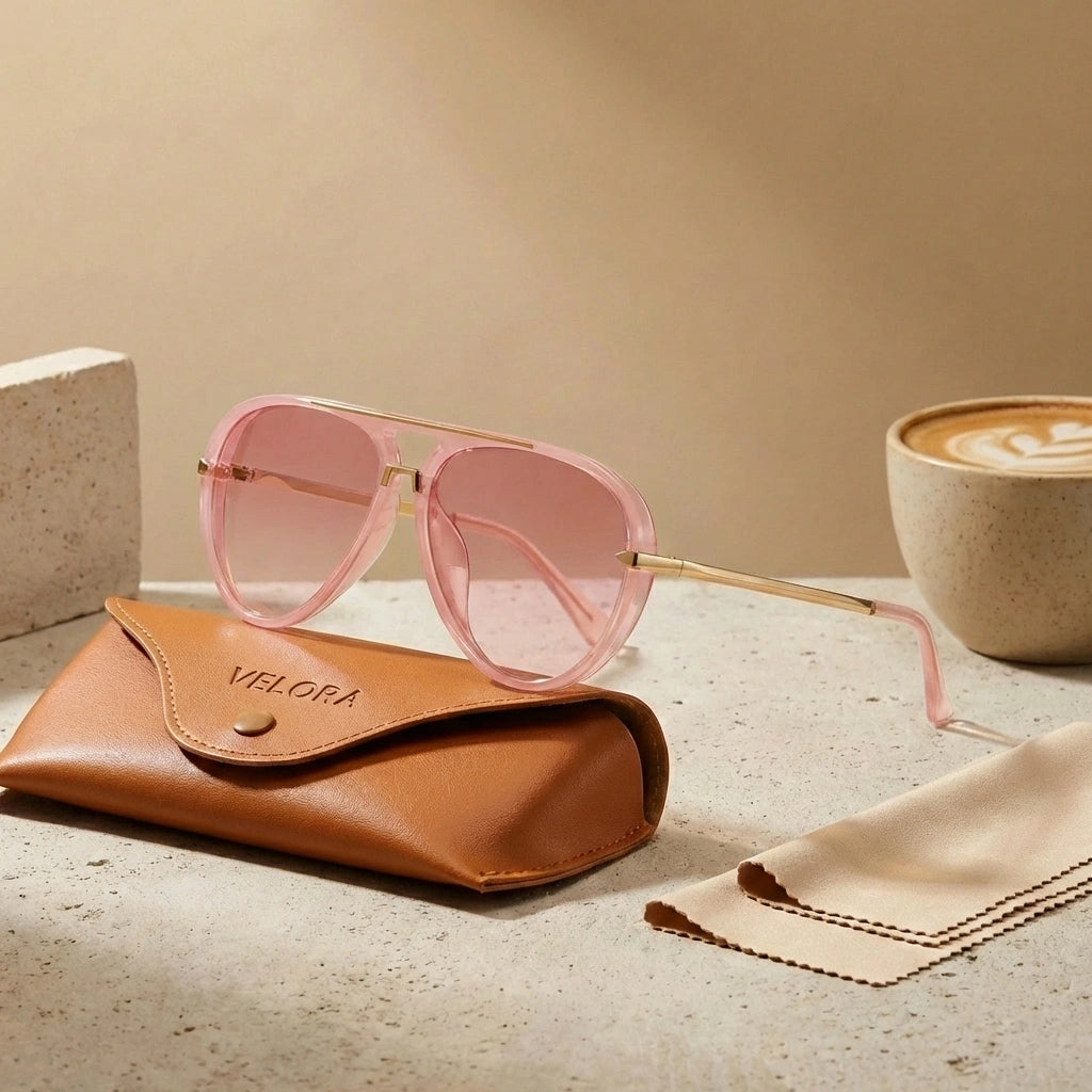 Aviator Sunglasses - Rose Quartz