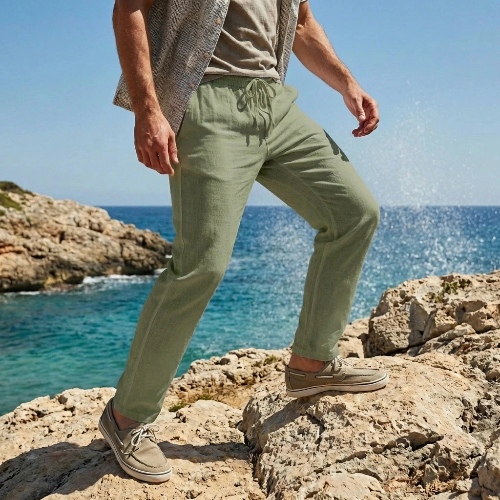 Ventoso Linen Trousers - Sage Green