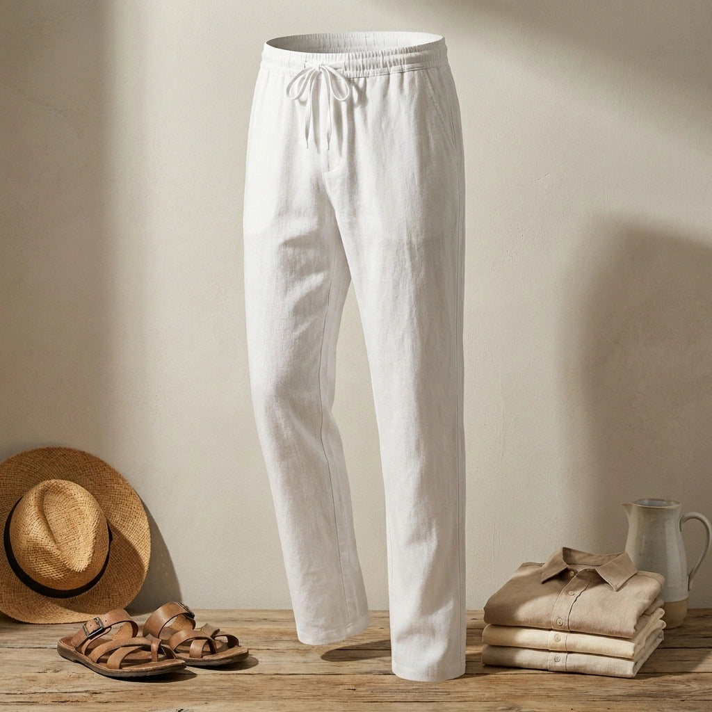 Ventoso Linen Trousers - Crisp White