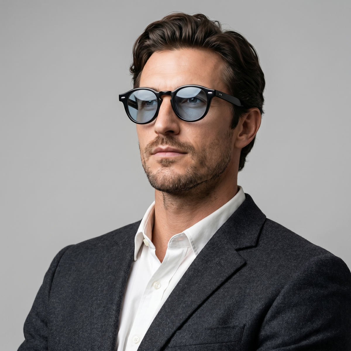 Men's Acetate Sunglasses Round Shape - side